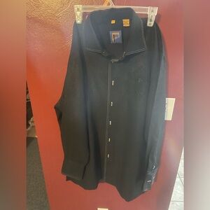Ferera Collezione Button Up Shirt Men’s Size L Black Long Sleeves Polyester